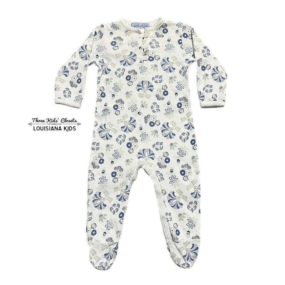Feather Baby 3-6m Floral Pima Cotton Footie Sleeper